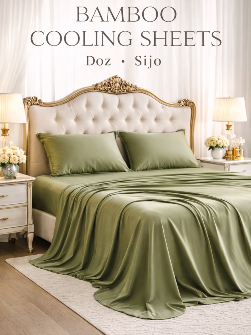 Bamboo Cooling Sheets - Forrest  Green (3) pc Doz by Sijo 100% Bamboo